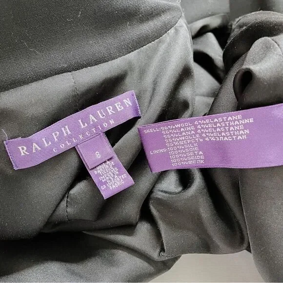 Ralph Lauren Collection Purple Label Chrystie Wool Black Blazer Jacket Sz 8